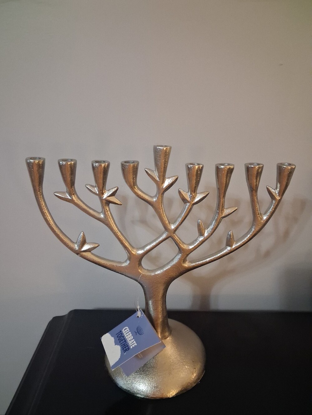 NWT MENORAH. Silver with metal branches.